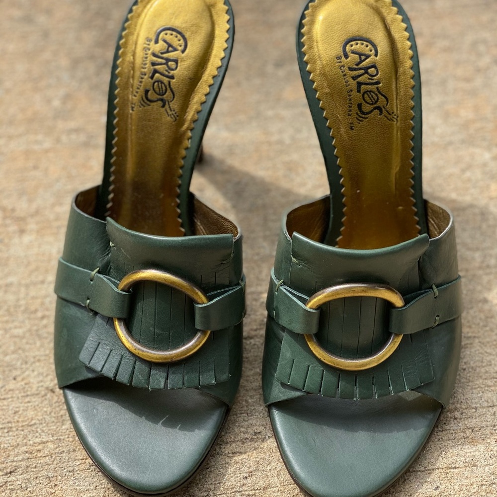 Carlos Santana Olive Green Mules